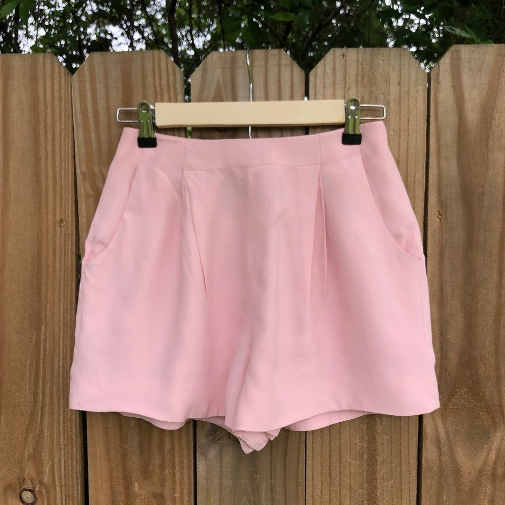 High waisted light pink shorts